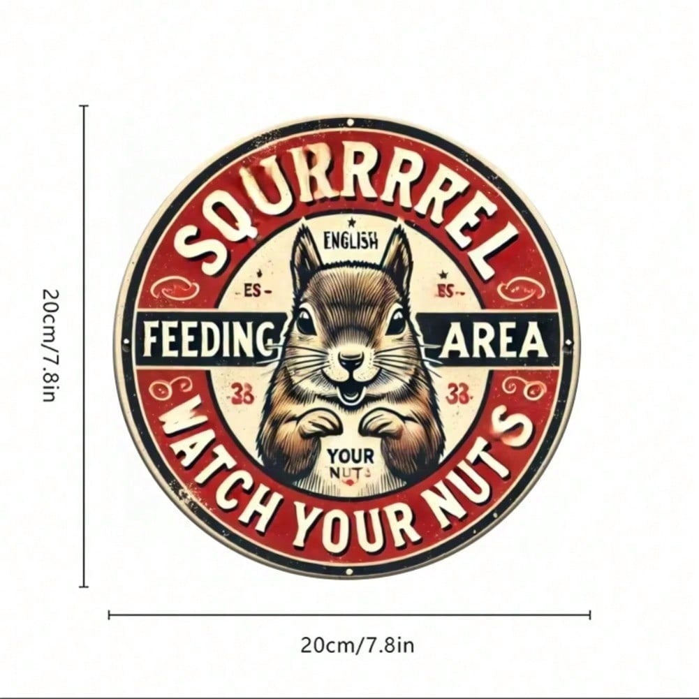 

Vintage Metal Squirrel Sign Rustic Red White Wall Art Hidden Magnet Kitchen Decor 20x20 різнокольоровий