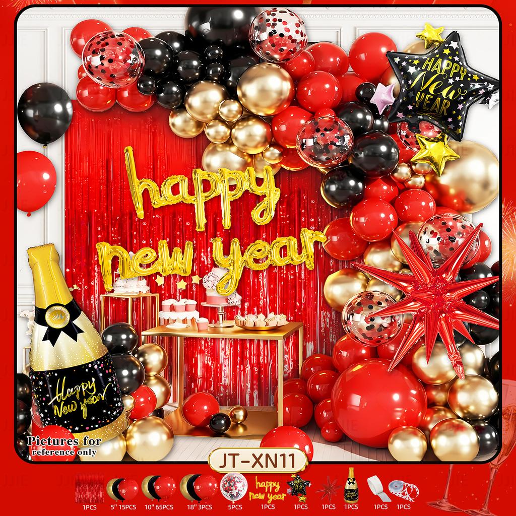 Red, Black And Gold Arch Balloon Set Thickened Birthday Decorations Party Metal Balloon Set
