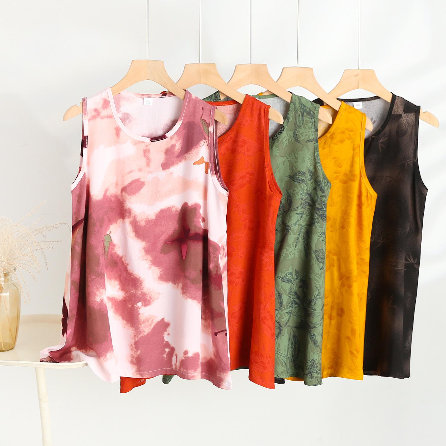 

Gradient Tie-Dye Butterfly Floral Round Neck Sleeveless Rayon Tank Top 3XL