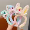 Plüsch Cartoon Hasenohren Haarbänder für Mädchen - Weiche Pastell Gesichtswasch Stirnbänder