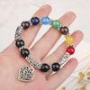 Colorful Lava Stone Beaded Bracelet with Palm and Peach Heart Pendants for Men and Women
