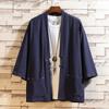 Herren Lockere Unifarbene 3/4-Ärmel Chinesischer Stil Offene Vorderseite Strickjacke Mantel