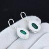 Boucle d'oreille en argent sterling 925 avec pierre gemme ovale turquoise naturelle, boucles d'oreilles pendantes bijoux bohèmes en argent, cadeaux pour la Saint-Valentin pour elle
