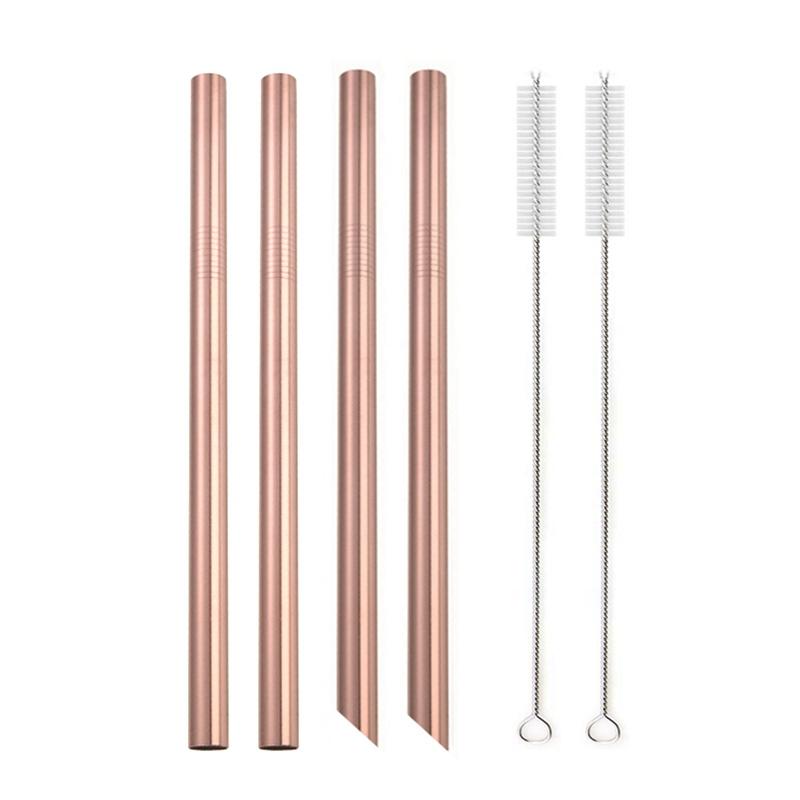 Lot de 4 pailles Boba réutilisables colorées en métal de 12 mm avec 2 brosses en acier inoxydable 304, pour le thé aux perles