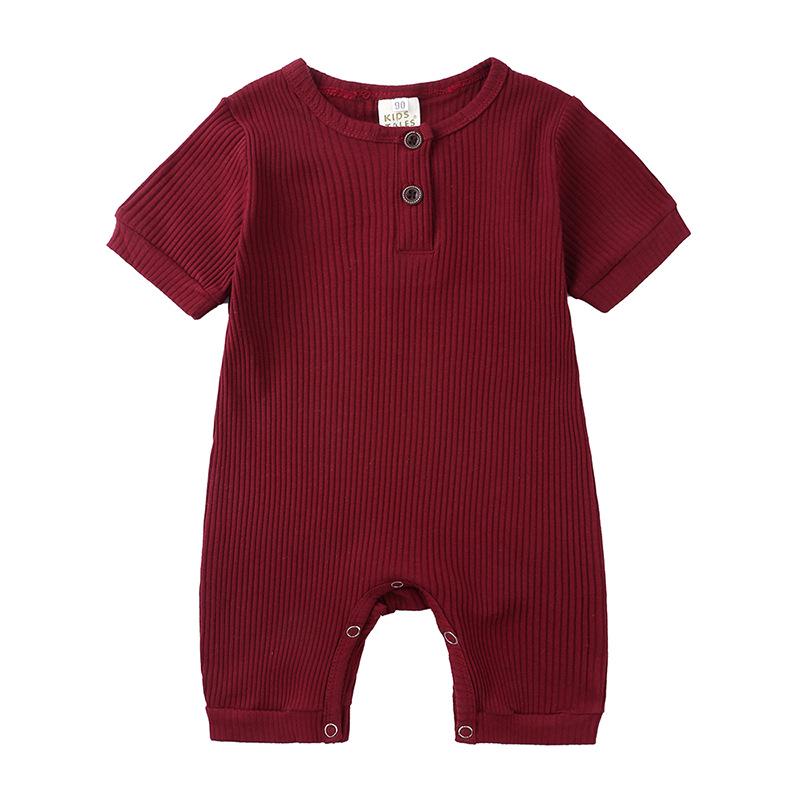 Summer 2025 Baby Short Sleeve Ribbed Jumpsuit Romper with Snap Crotch