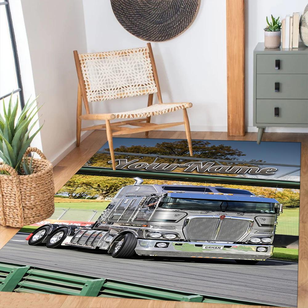 Kw Heavy Trucks Customize Your Name Area Rug Perfect for Study room Hallway Kitchen Game Room Antislip Carpet Anime Office Decor Wedding Party Gift