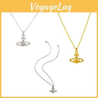 Luxurious And Exclusive Copper Saturn Necklace For Ladies Vivienne Sparkling Diamonds Chic And Cool Lock Collarbone Chain