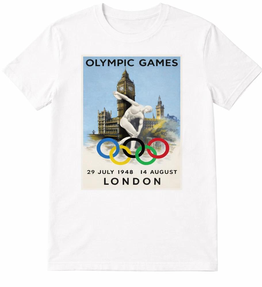 1948 London Olympic Games TShirt Vintage Poster Print Big Ben Retro Graphic S