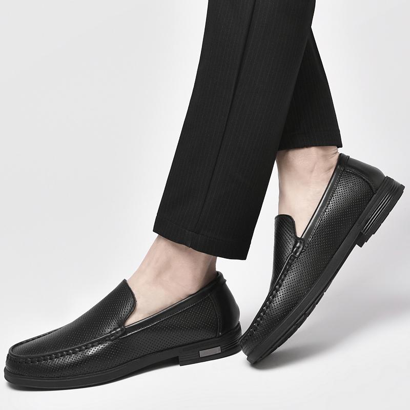 Spring 2024 New Korean Version Of All-Match Genuine Leather Shoes Men's Peas Shoes Business Trend Fashion Casual Shoes