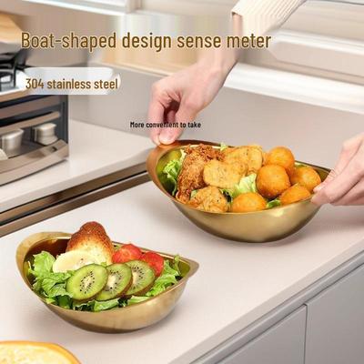 Korean Style 304 Stainless Steel Yuanbao Bowl for Salad, Dessert, Snacks.