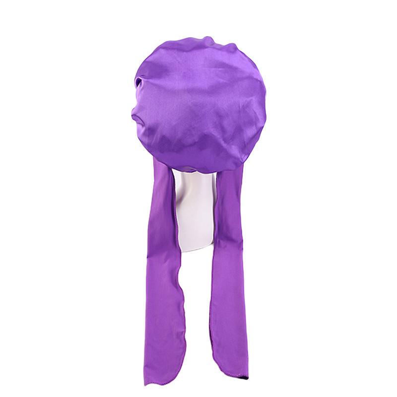 Fashion New Imitation Silk Wide-brimmed Night Cap Satin Streamer Round Cap Shower Cap Beauty Salon