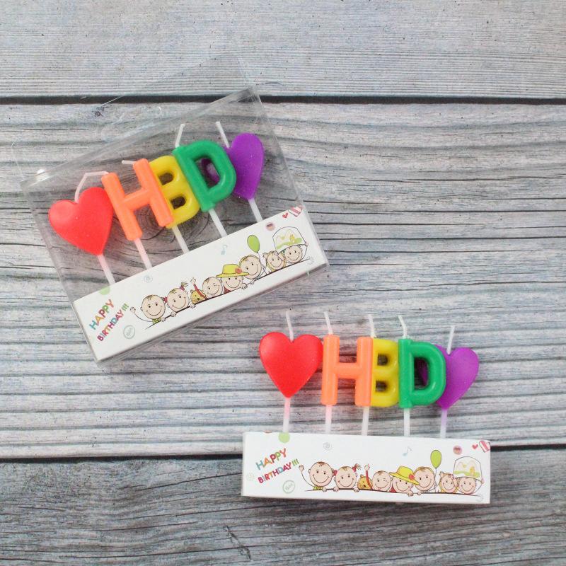 New Product Color HBD English Letter Candles Creative Party Party Baking Birthday Cake Love Candles