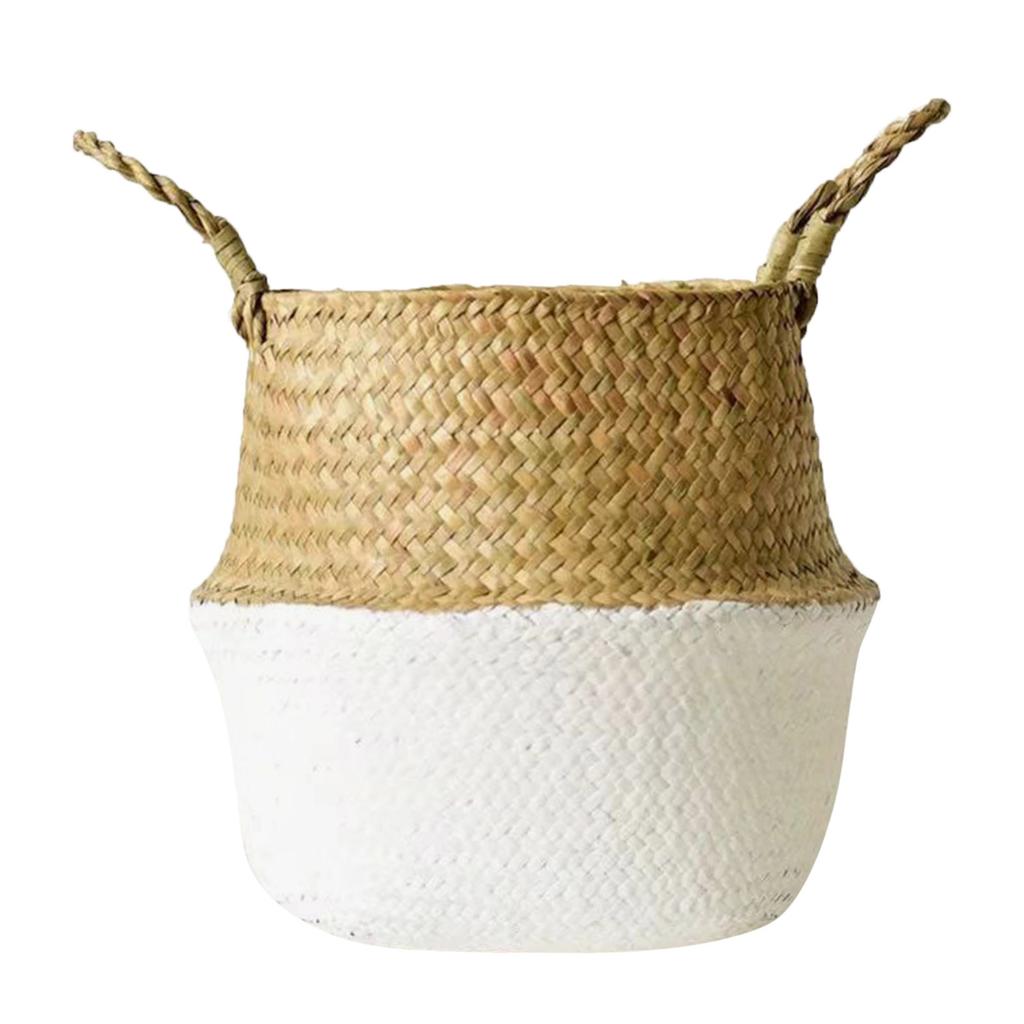 Rattan Baskets Foldable Weaved Storage Baskets With Handle Sundries Laundry Storage Containers Home Decoration Accessories