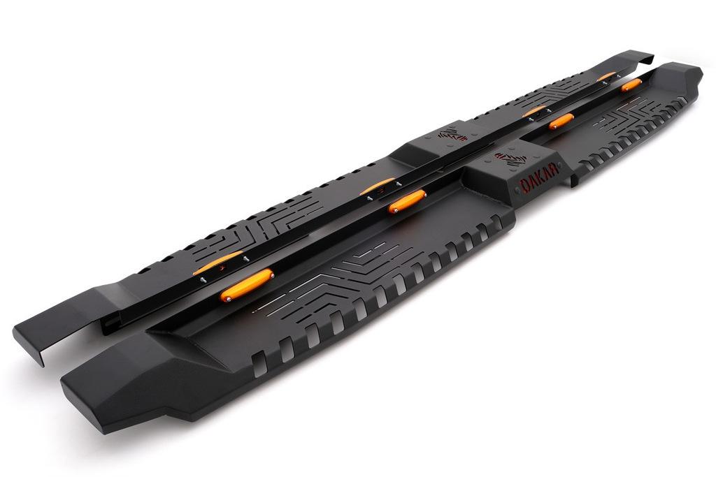 Side Steps Dakar Black V2 Illuminated (2 Pcs, Metal) for Toyota Hilux 2006-2015