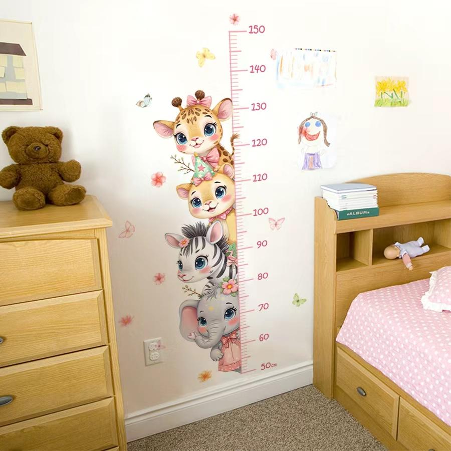 1pc Animal Height Measurement Chart Wall Painting,PVC Wall Sticker,Self-adhesive Removable Wall Art Decal, Wall Decoration