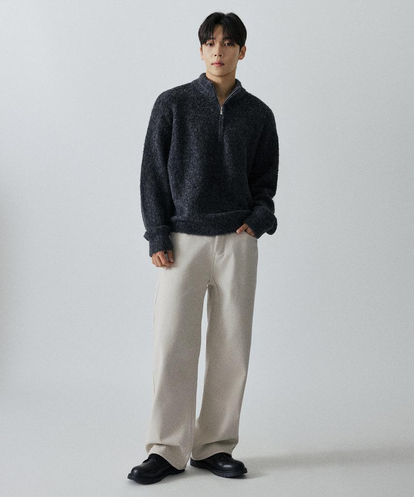 LXT Brushed Cotton Back Elastic Semi-Wide Chino Pants [Cream]