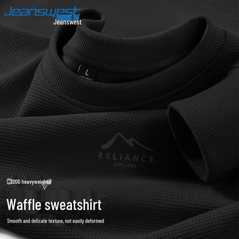 Jeanswest Men's Waffle Knit Crew Neck Sweatshirt