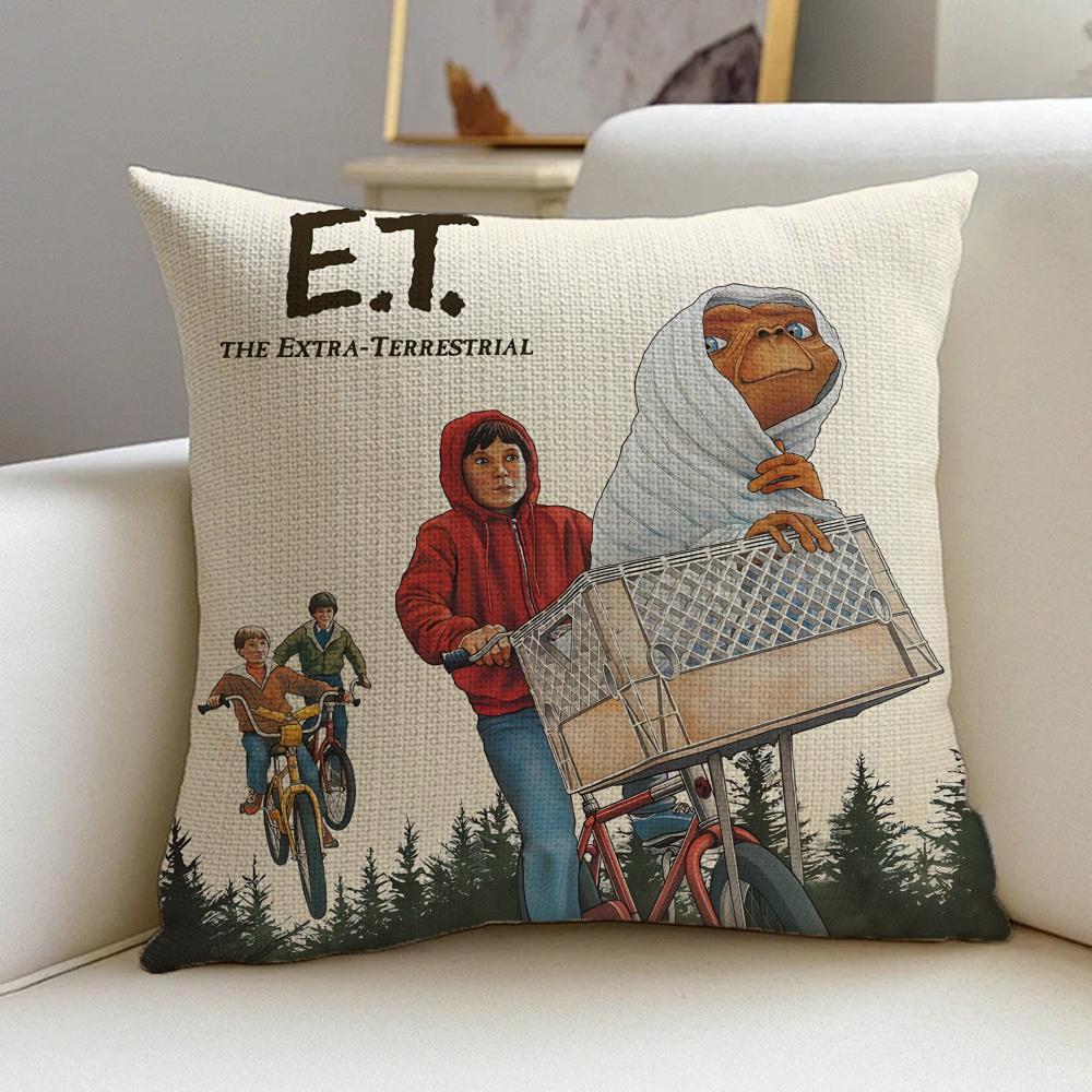 Cushion Cover Cushion Cover Pillowcase, Anti-Mite Invisible Zipper, Linen Sofa Cushion E-E.T. The Extra-Terrestrial