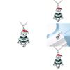 Christmas Santa Geometric Pendant Necklace With Micro Inlaid Alloy For Holiday Celebration