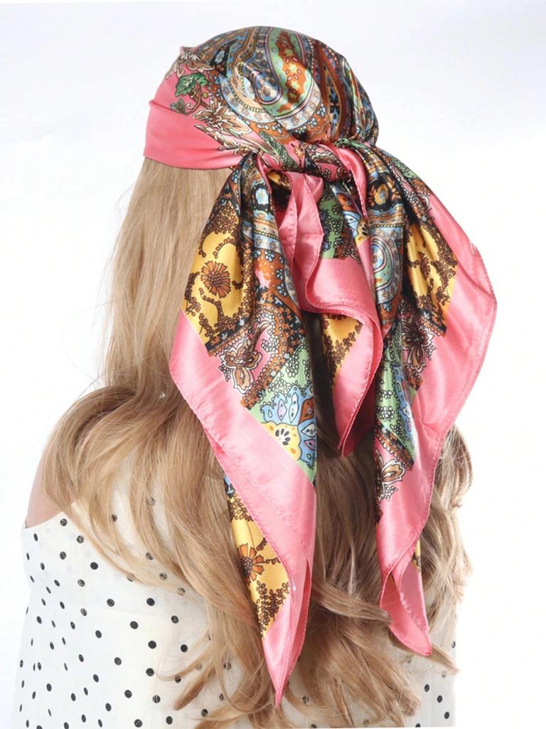 New Silk Shawl Satin Square Scarf For Women Paisley Neckerchief Female New Headband Hair Bands Print Foulard Hijab Wraps Bandana
