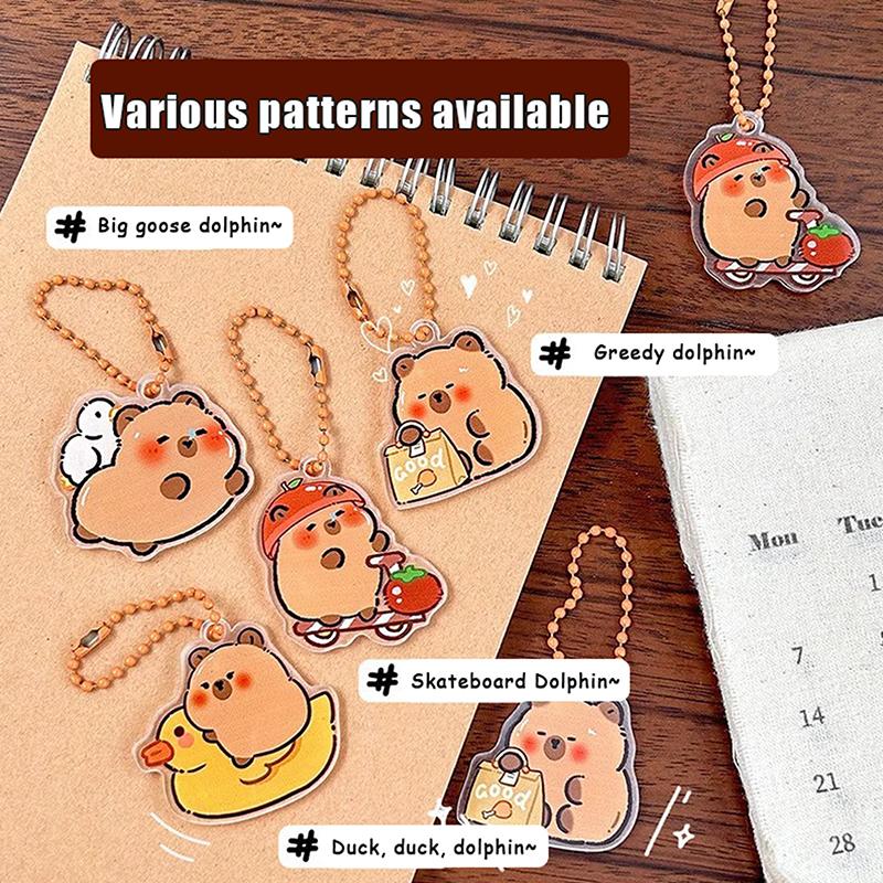 Funny Cartoon Capybara Keychain Creative Cute Capybara Pendant  Simple Backpack Decoration Accessories Birthday Gifts