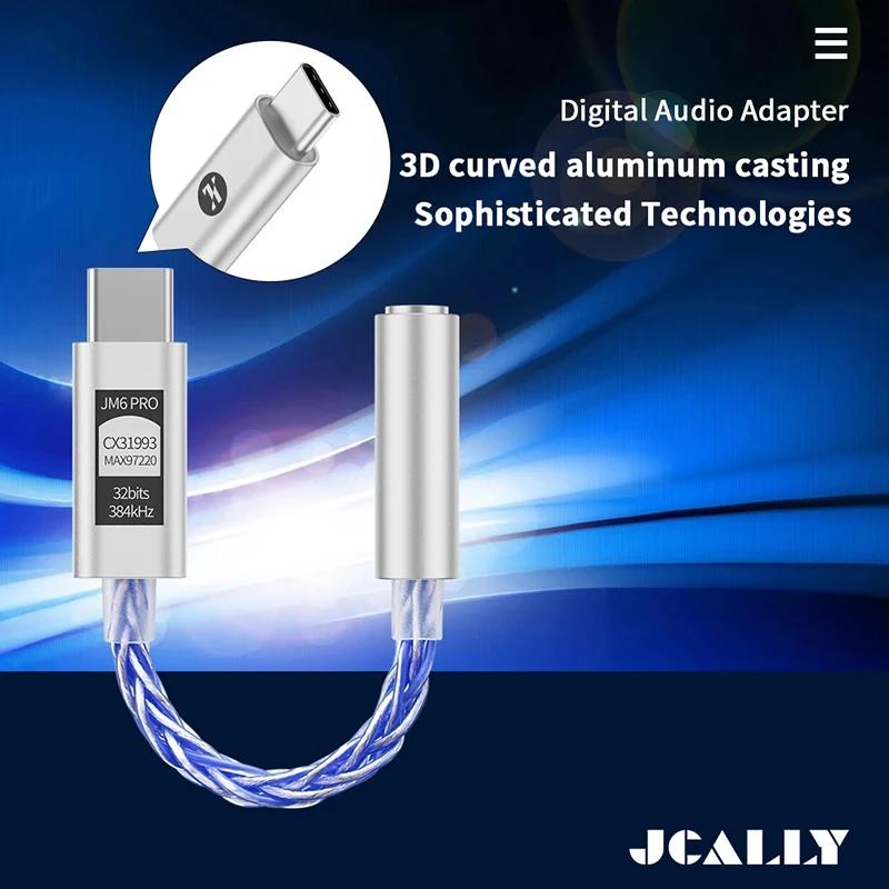 JCALLY CX31993 Hifi DAC Typ-C till 3,5 mm Digital Ljudavkodning Portabel Hörlursförstärkare DAC Typ C till 3,5 mm LXDA JM6 Pro AMP