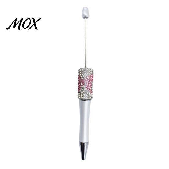 Sparkly Bow Pen Diamond Beadable Pens, Bling Rhinestone Beaded DIY Plastic Bead Pen, Crystal Stylish Desk Accessory Shaft Black Ink Ballpoint Pens for