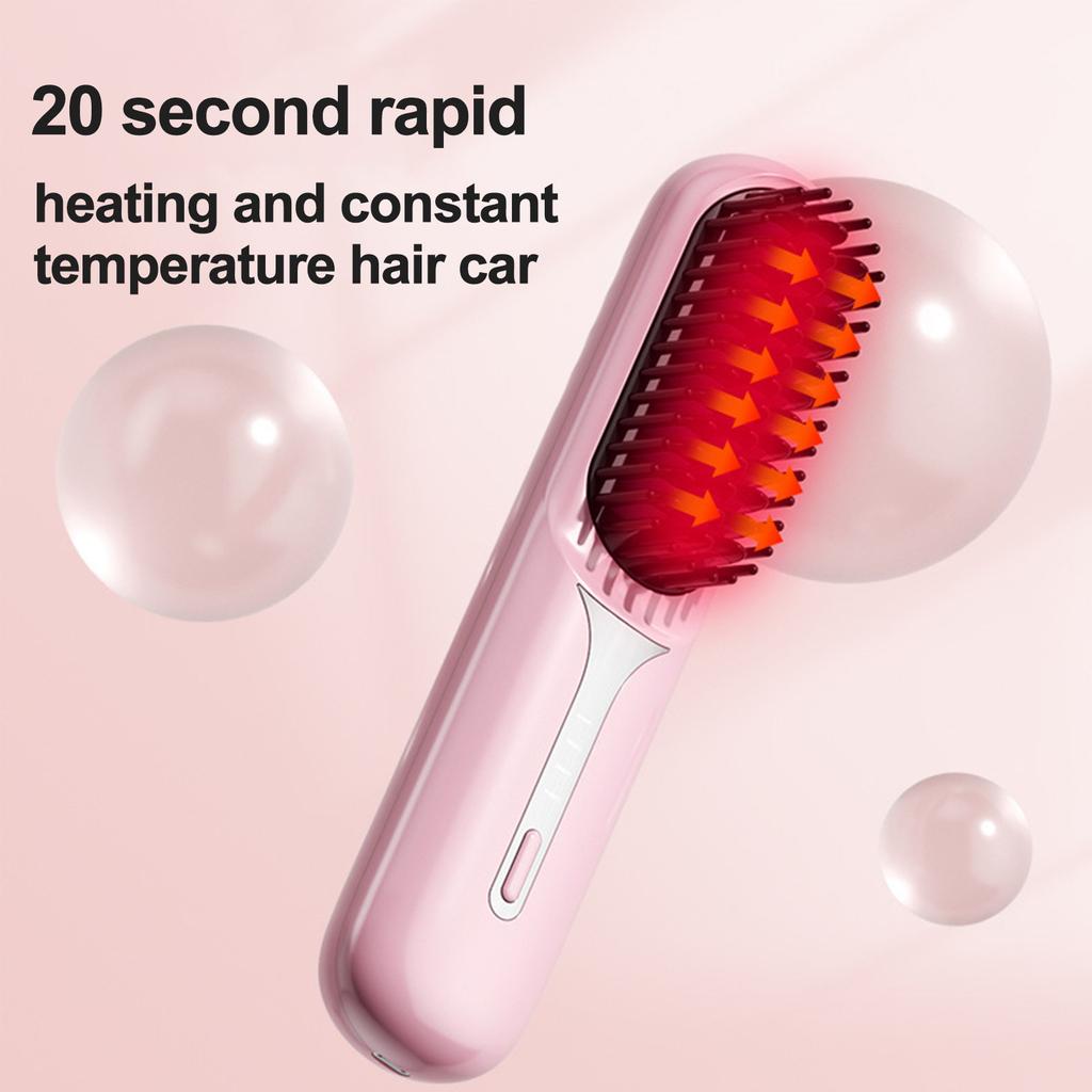 Hair Straightener, Portable Negative Ion Cordless Hair Straightener, Straighten Curly Hair, 3-speed Adjustable Temperature Heated Hair Brush