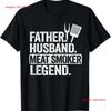 Father Husband Meat Smoker Legend Grilling Dad Smoking T Shirt Vintage Washed Unisex Fashion Casual Slightly Stretched Graphic