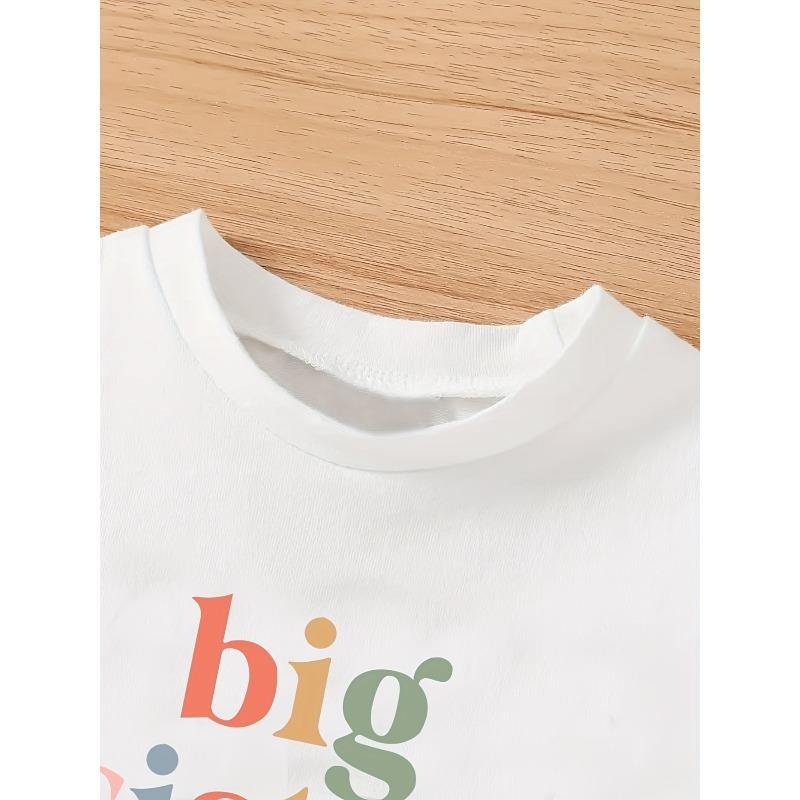 European sizes Toddler Girls Letter Round Neck Tees Top | Kids Summer Clothes