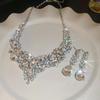 "High-End Luxury Drop Necklace and Earrings Set - European and American Niche Versatile Jewelry"