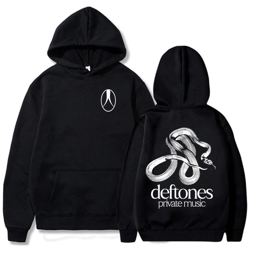 Soukromá hudba Vyšívaná mikina s kapucí Rocková kapela Deftones Mikina Unisex Streetwear Dlouhý rukáv Móda Pánské oblečení