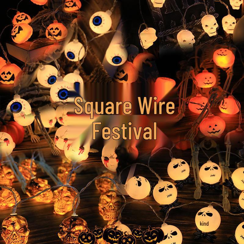 Halloween LED String Lights: Pumpkin, Bat, Devil, & Colorful Prints for Festive Decor