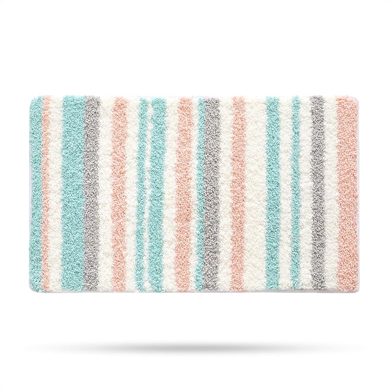 Molesun Floral Bath Mat, Bathroom Rug Non-Slip Soft Shower Rug Microfiber Cute Bath Rug for Kids, Water Absorbent Thick Shaggy Floor Mats for 1 4  x 2  (Rectangular)