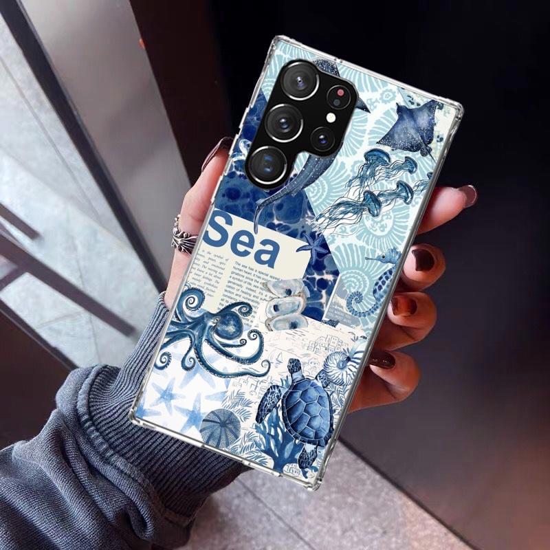 Ocean Starfish Sea Turtle Shark Phone Case For Samsung Galaxy S26 S25 Edge S24 S23 Ultra S22 Plus S21 S20 FE Soft TPU Back Cover