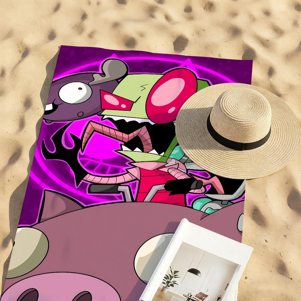 Cartoon I-Invader Zim Funny Towel Quick Dry Soft Yoga Swimming Fitness Mountain Climbing Large Beach Towels