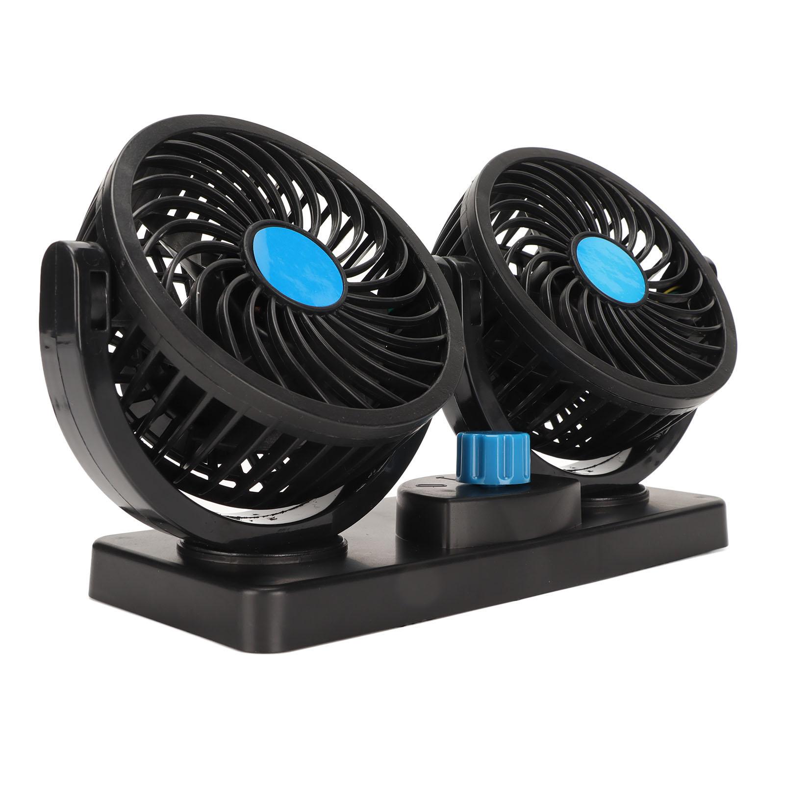 

12 В автомобильный вентилятор охлаждения с разъемом прикуривателя, тихий вентилятор охлаждения воздуха с двумя головками, вращающийся на 360 градусов для грузовика