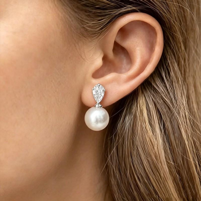 Geometric C-Shaped Pearl Earrings Women Trendy Ins Style Alloy Studs With 14K Gold Plated Post