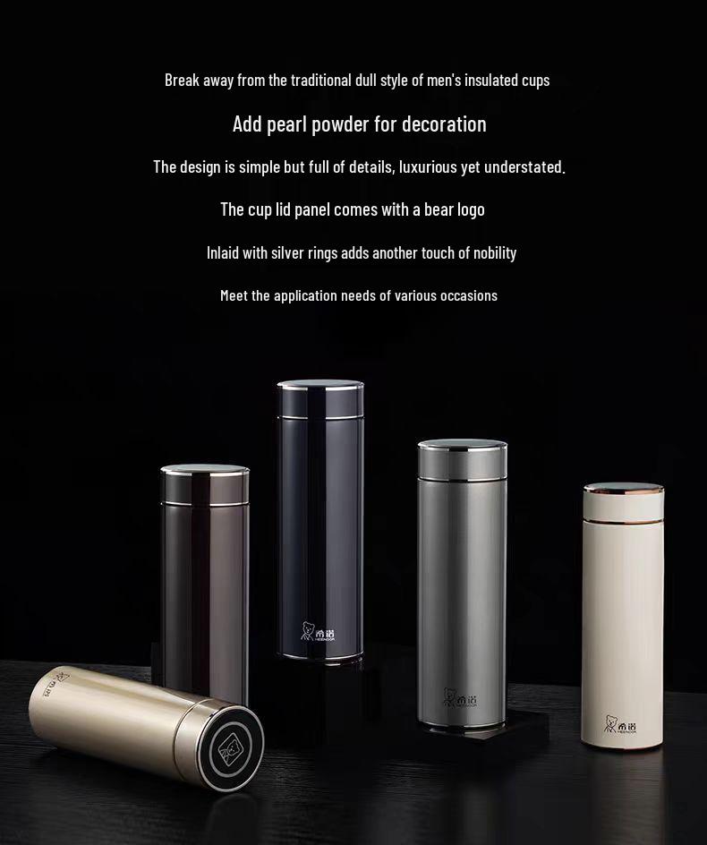 Xinuo Vacuum Insulated Water Bottle with Filter, Stylish for Men & Women - Perfect for Office, Car, Home.