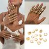 Pack of 12 Pearls Enhanced Artisanal Hollow Rings Set Modern Alloy Fashion Oxidization Resistant Alloy Rings Accessories