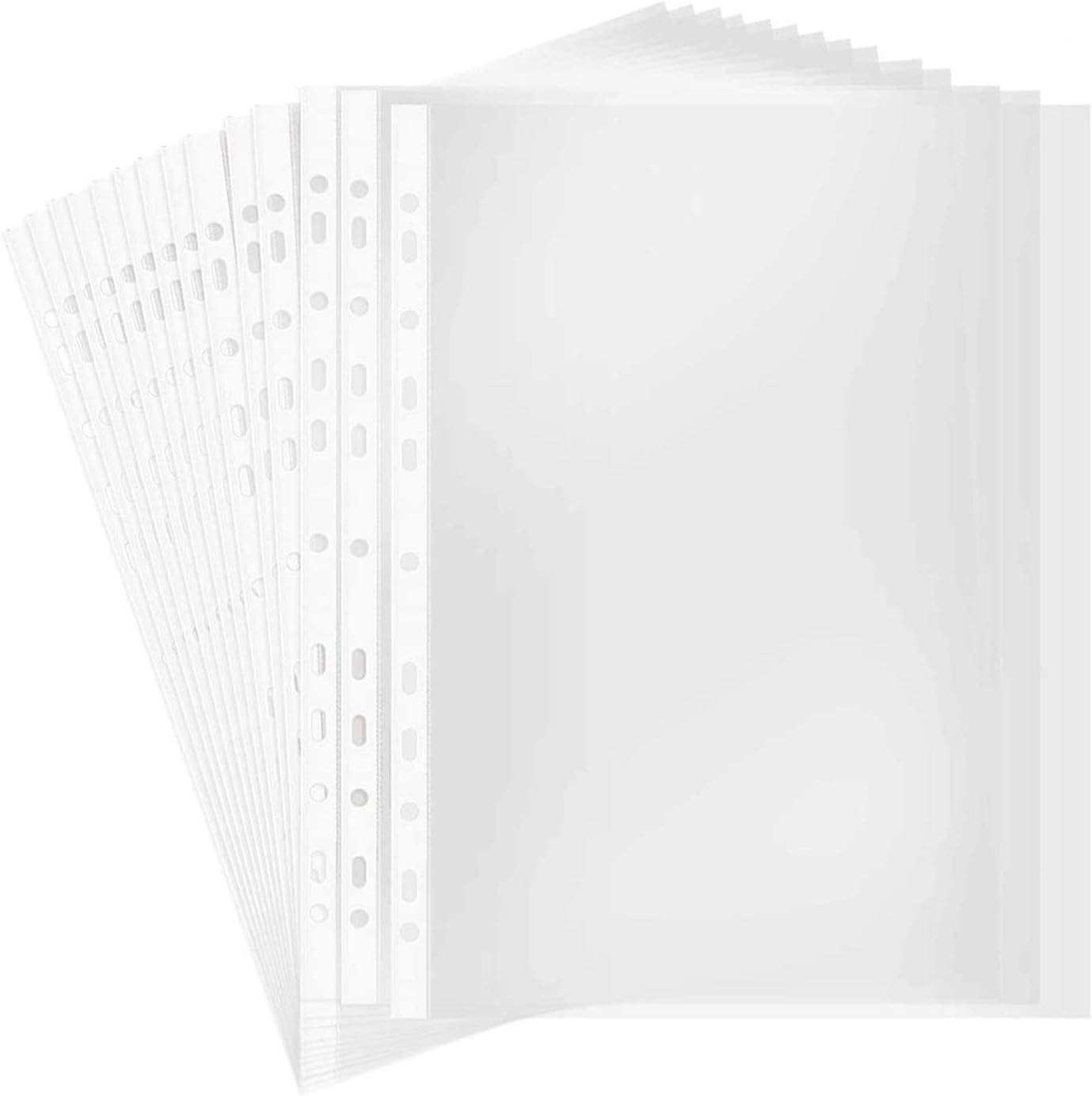 100pcs 11-Hole A4 File Protector, Eleven-Hole Folder with Thickened Insert Pockets, Transparent Loose-Leaf File Protector Cover