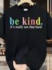 For Man and Women's Soft Everyday T-Shirt - Loose Fit Round Neck Casual Top with Be Kind Graphic - Everyday, Parties, Ba