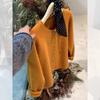 Women's Orange Raccoon Knit Cardigan - Autumn/Winter Lazy Style Short Sweater Coat