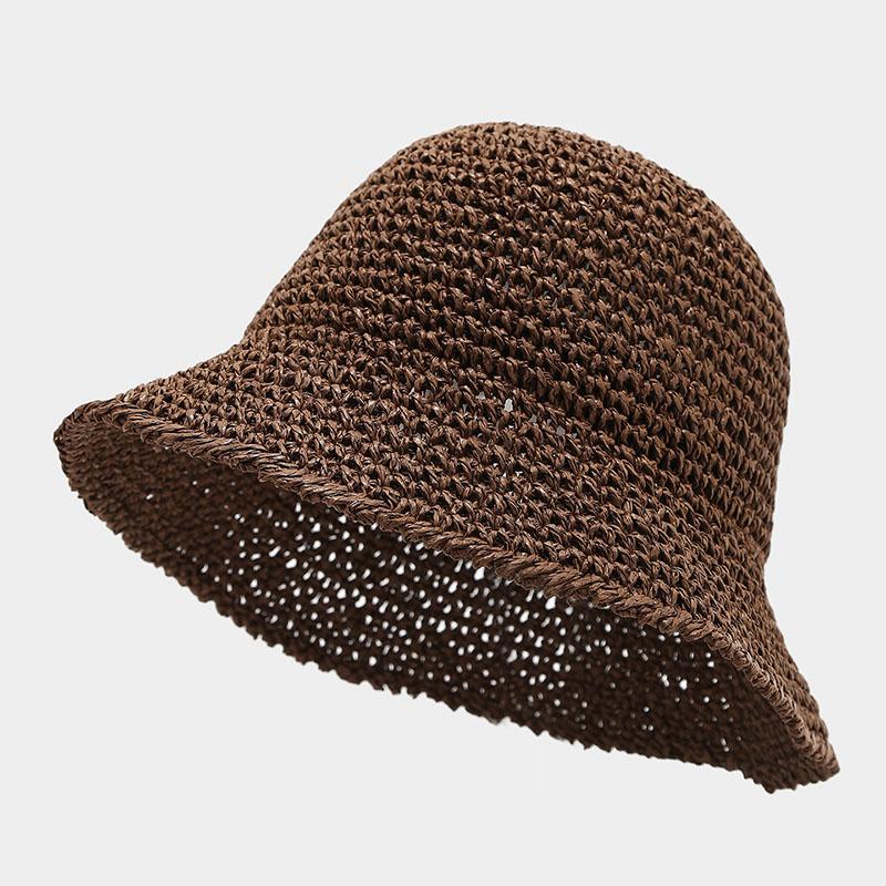 New Korean Version Women Straw Hat Summer Breathable Sun Shade Straw Hat Seaside Vacation Foldable Sun Protection Fisherman Caps