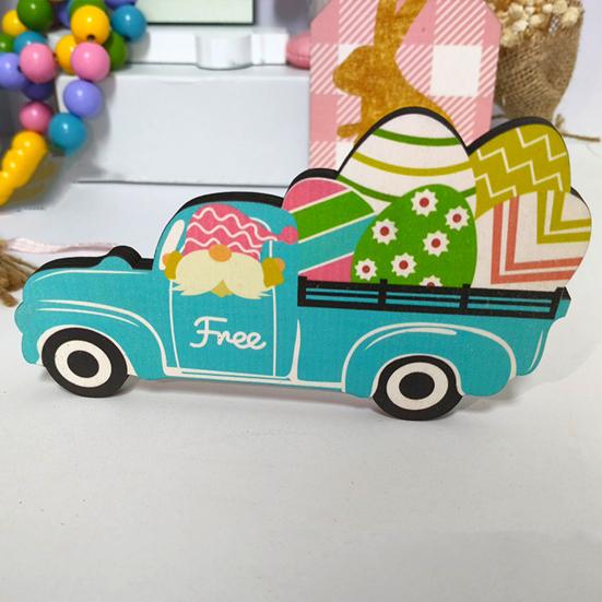 1 Set abgestuftes Tablett-Ornament, bezaubernder Osterhasen-Zwerg und Holzschilder-Set für Heim-Festival-Dekoration