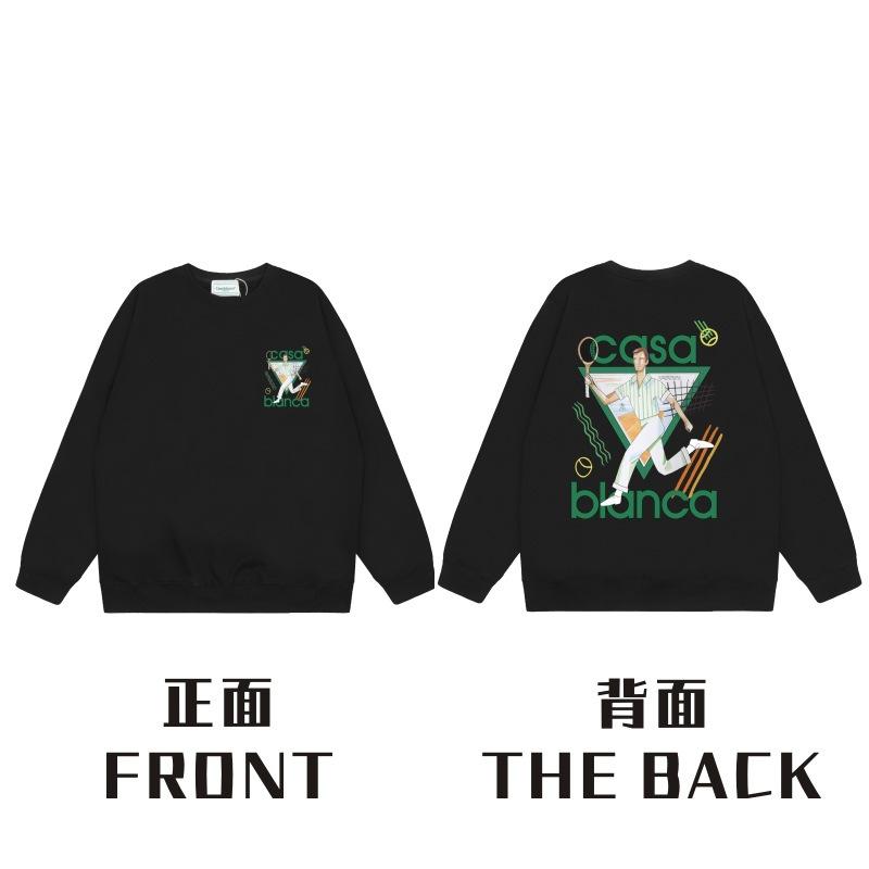 American Trendy Brand Casablanca Crew Neck Sweater Hoodie Men's Couple Ins Autumn and Winter Thickened Long-sleeved Women's T