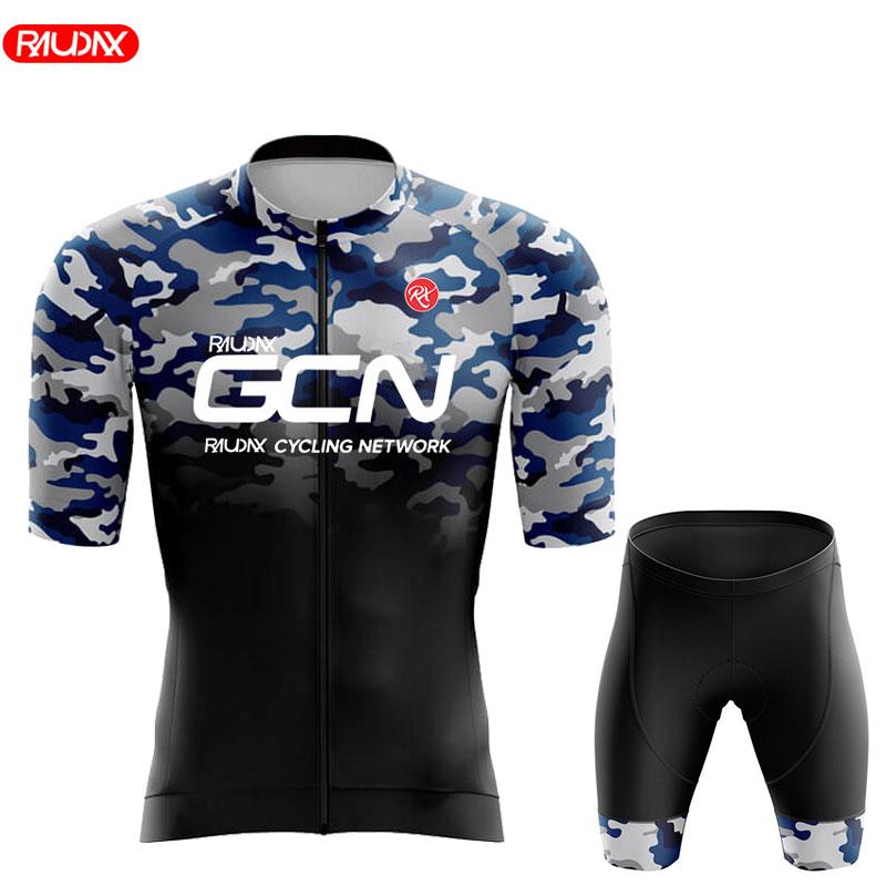 RAUDAX GCN 2025 Men Short Sleeve Cycling Set Ropa Ciclismo Hombre Summer Cycling Clothing Triathlon Bib Shorts Suit Bike Uniform