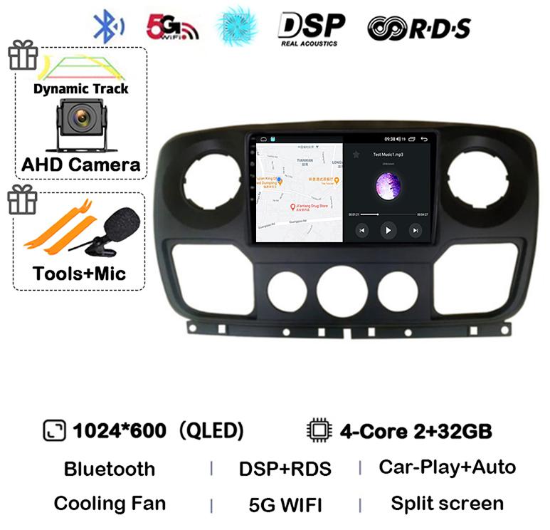 Android 14 Auto Carplay Car Radio For Renault Master Nissan NV400 Opel Movano 2010-2021 Multimedia Video Player GPS Wifi+4G QLED