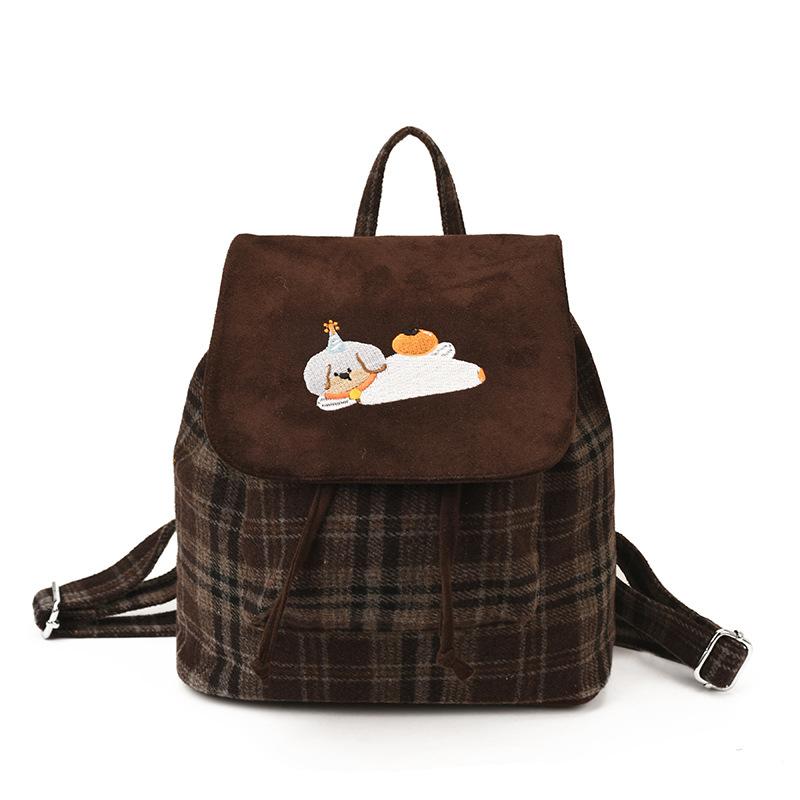 Schultasche Rucksack Damen Retro Woll Karo Kleiner Rucksack 1011 Neu Trendig College Stil Niedlich Pendler Kleine Schultasche