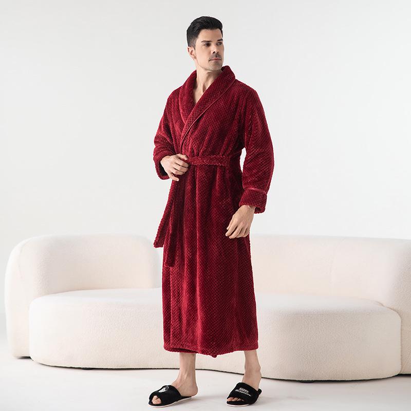 Extra Langer Übergröße Samt Partner Bademantel: Dicke, kuschelige Herbst-/Winter-Pyjamas für Damen.
